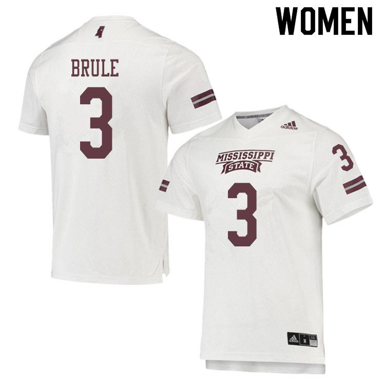 Women #3 Aaron Brule Mississippi State Bulldogs College Football Jerseys Sale-White